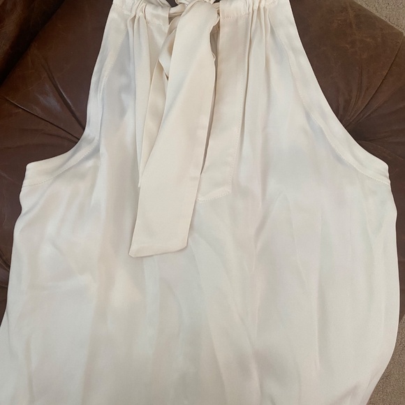 Ivory Silk Halter Top with Tie - Picture 3 of 3